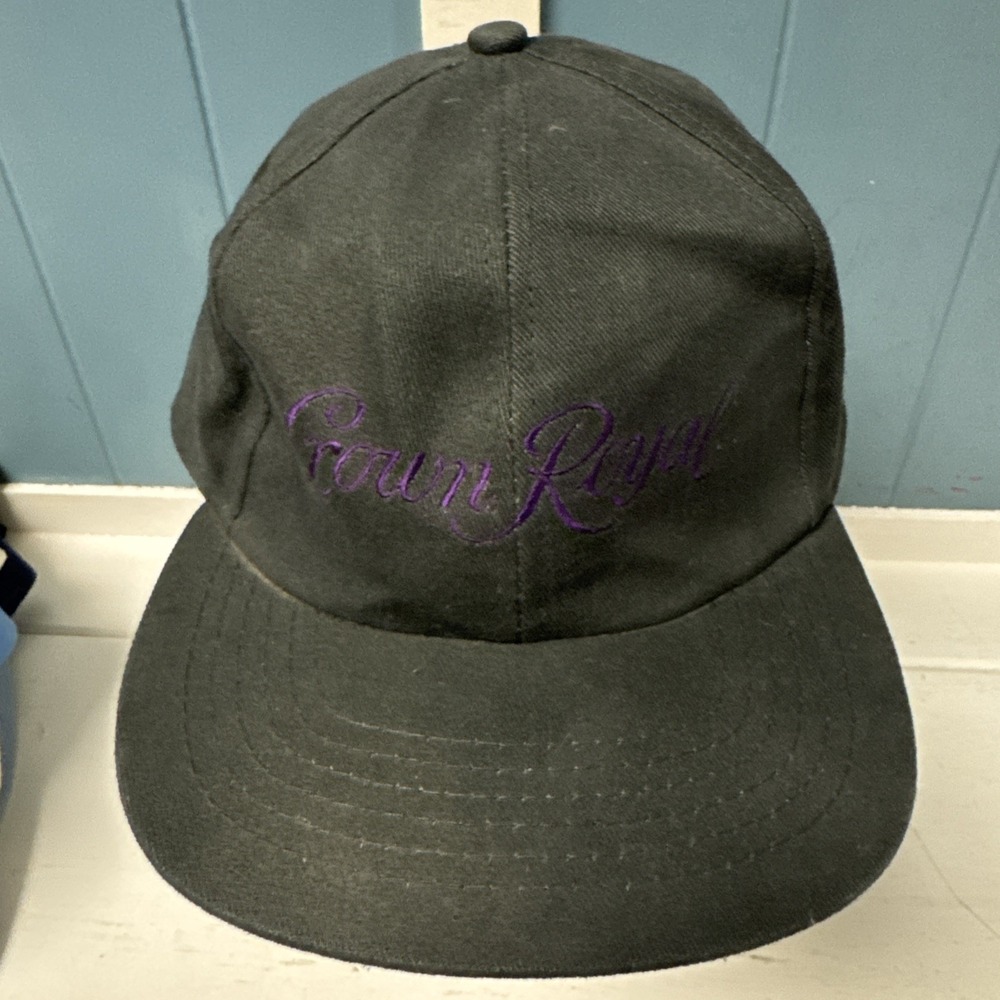 VTG Crown Royal Whiskey Hat Cap Charcoal Gray PURPLE Adjustable Hat Taiwan